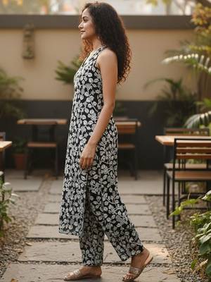 Women Floral Printed Regular Kurta with Trousers 5
