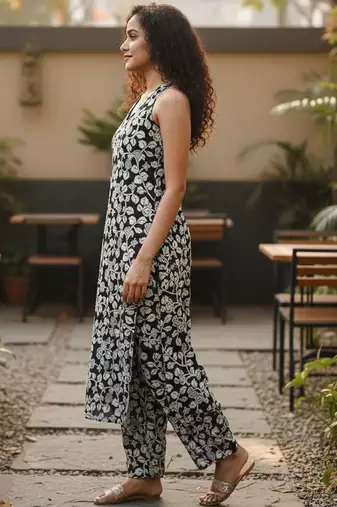 Women Floral Printed Regular Kurta with Trousers