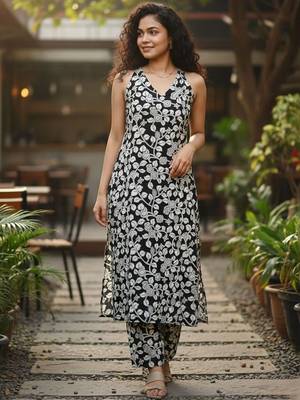 Women Floral Printed Regular Kurta with Trousers 1