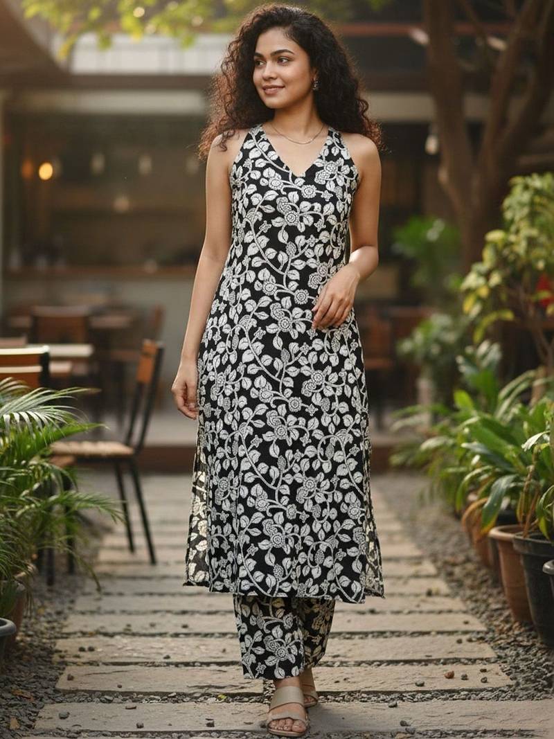 Women Floral Printed Regular Kurta with Trousers