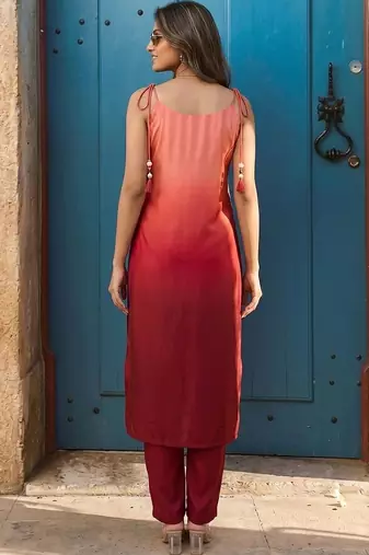 Women Ombre Dyed Regular Kurta with Trousers