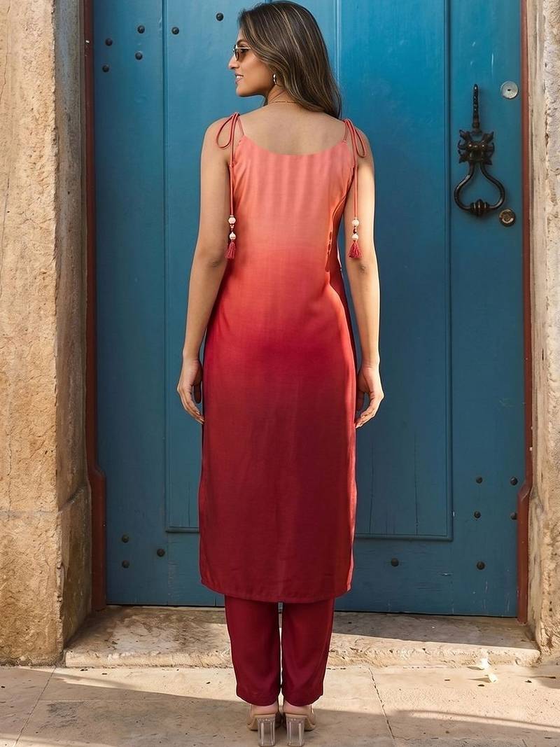 Women Ombre Dyed Regular Kurta with Trousers