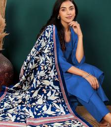 V-Neck Straight Kurta with Trousers And Dupatta