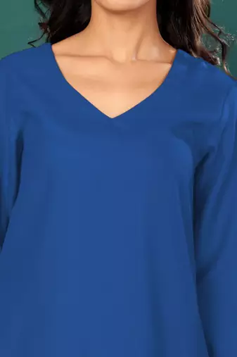 V-Neck Straight Kurta with Trousers And Dupatta