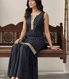 Women Ethnic Motifs Printed Regular Thread Work Kurta with Sharara