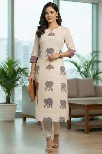 Women Ethnic Motifs Printed Regular Pure Cotton Kurta with Trousers