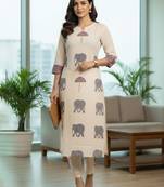 Women Ethnic Motifs Printed Regular  Cotton Kurta with Trousers