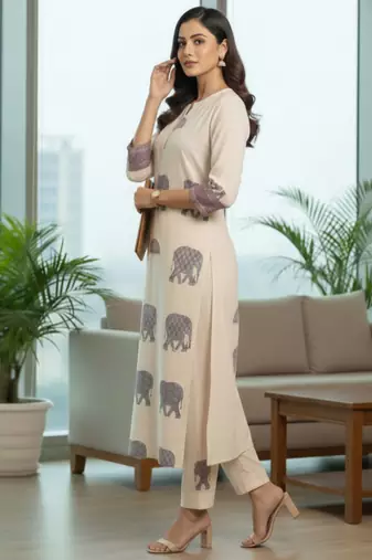 Women Ethnic Motifs Printed Regular Pure Cotton Kurta with Trousers