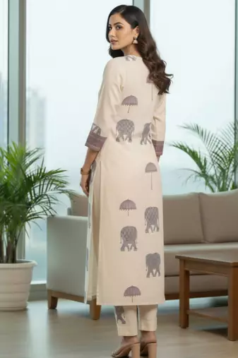 Women Ethnic Motifs Printed Regular Pure Cotton Kurta with Trousers