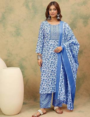 Women Floral Printed Kurta with Palazzo & Dupatta 1