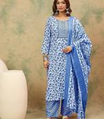 Women Floral Printed Kurta with Palazzo & Dupatta