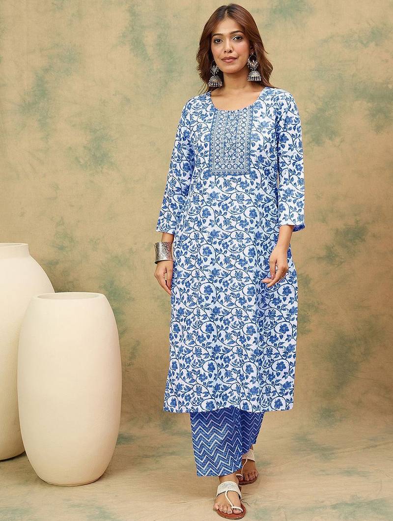 Women Floral Printed Kurta with Palazzo & Dupatta