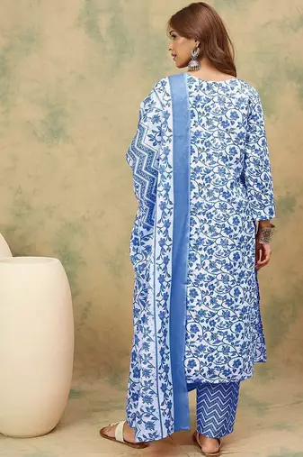 Women Floral Printed Kurta with Palazzo & Dupatta