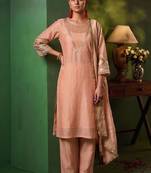 Women Ethnic Motifs Embroidered Regular Kurta with Palazzos & With Dupatta