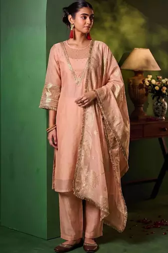 Women Ethnic Motifs Embroidered Regular Kurta with Palazzos & With Dupatta