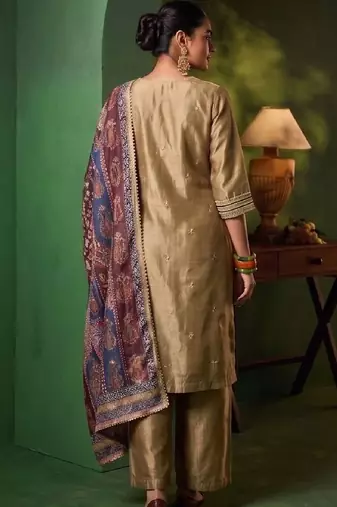 Women Ethnic Motifs Embroidered Regular Thread Work Kurta with Palazzos & With Dupatta