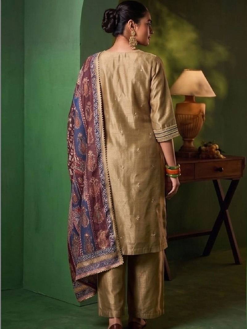 Women Ethnic Motifs Embroidered Regular Thread Work Kurta with Palazzos & With Dupatta