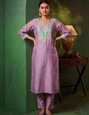 Women Ethnic Motifs Embroidered Regular Thread Work Kurta with Trousers & With Dupatta 1