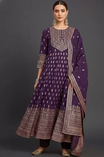 Women Ethnic Motifs Printed Panelled Kurta with Trousers & With Dupatta