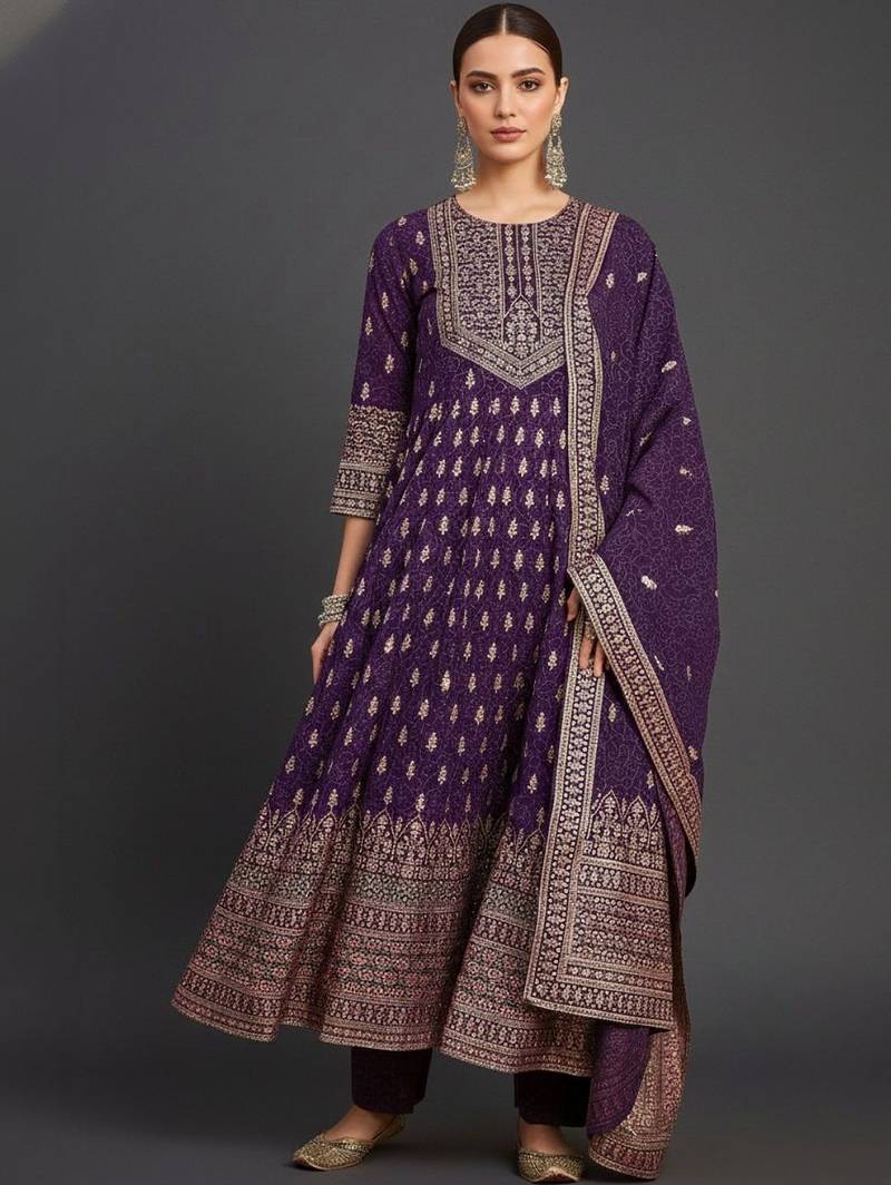 Women Ethnic Motifs Printed Panelled Kurta with Trousers & With Dupatta