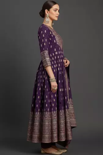 Women Ethnic Motifs Printed Panelled Kurta with Trousers & With Dupatta