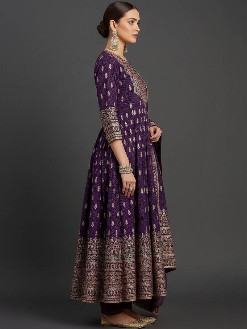 Women Ethnic Motifs Printed Panelled Kurta with Trousers & With Dupatta