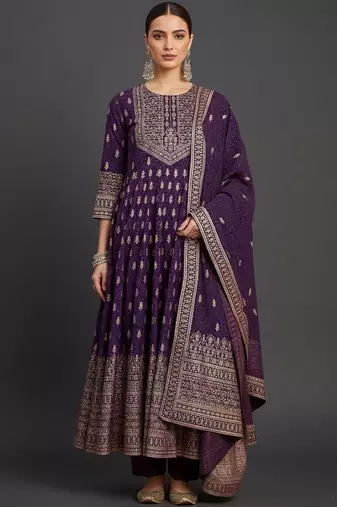 Women Ethnic Motifs Printed Panelled Kurta with Trousers & With Dupatta