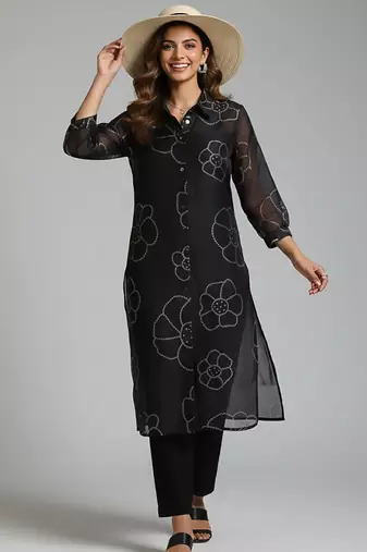 Women Bandhani Printed Kurta with Trousers