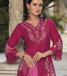 Floral Embroidered V Neck Thread Work Pure Cotton Kurta With Trouser And Dupatta