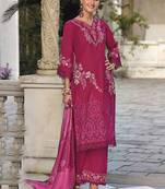 Floral Embroidered V Neck Thread Work  Cotton Kurta With Trouser And Dupatta
