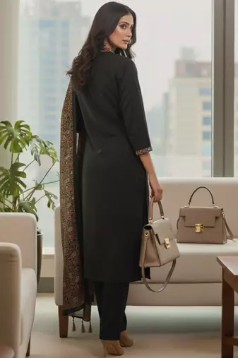 Women Ethnic Motifs Yoke Design Regular Phulkari  Cotton Kurta with Trousers & With Dupatta
