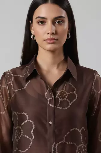 Women Bandhani Printed Regular Chanderi Silk Kurta with Trousers