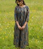 Cotton Striped Printed A Line Kurta With Trouser