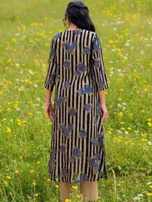 Cotton Striped Printed A Line Kurta With Trouser 4
