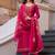 Floral Yoke Design Thread Work Straight Kurta With Trouser And Dupatta