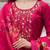 Floral Yoke Design Thread Work Straight Kurta With Trouser And Dupatta
