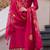 Floral Yoke Design Thread Work Straight Kurta With Trouser And Dupatta
