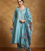 Women Floral Embroidered Regular Thread Work Kurta with Trousers & With Dupatta