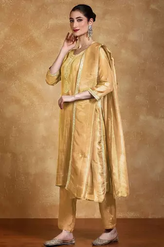Women Floral Yoke Design Kurta with Trousers & Dupatta