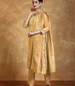 Women Floral Yoke Design Kurta with Trousers & Dupatta