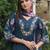 Floral Embroidered Thread Work  Cotton Straight Kurta With Trouser And Dupatta