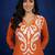 Cotton Rust Printed A Line Kurta With Trousers