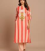 Women Striped Regular Kurta with Trousers