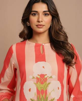 Women Striped Regular Kurta with Trousers 4
