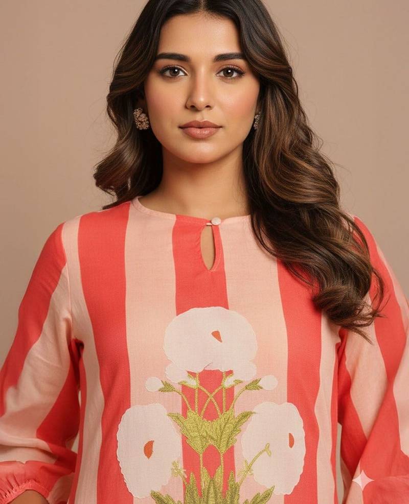 Women Striped Regular Kurta with Trousers