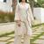 Off-White Kurta And Palazzo Set Featuring Textured Checks And Contemporary Abstract Embroidery