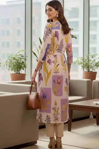 Mul Cotton Printed Kurta With Trousers