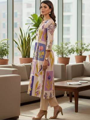 Mul Cotton Printed Kurta With Trousers 6