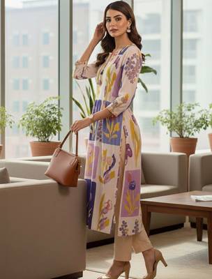 Mul Cotton Printed Kurta With Trousers 7