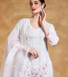 Women Embroidered Regular Sequinned Kurta with Trousers & With Dupatta